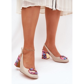 S.Barski Sandálias de couro feminino no CR51-002 bege 2