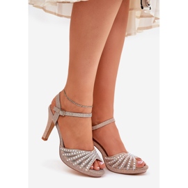 S. BARSKI Sandálias em um alfinete com decoração e glitter MR1038-33 Champagne rosa 1