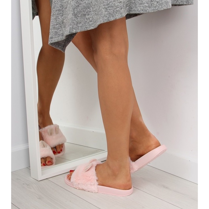 Chinelos de pele com orelhas rosa LS-02 rosa 2