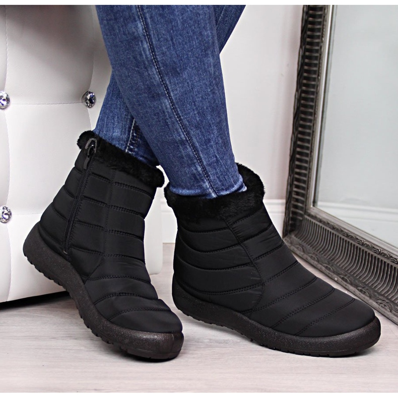 Botas de neve com zíper impermeável NEWS pretas preto 2