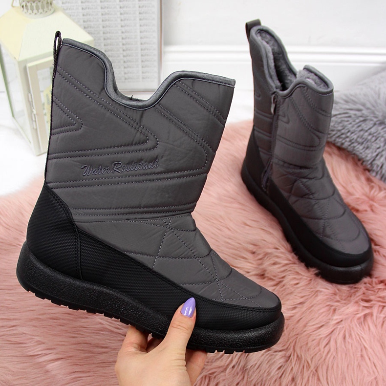 Botas de neve impermeáveis ​​cinzentas de mulher NEWS cinza 2