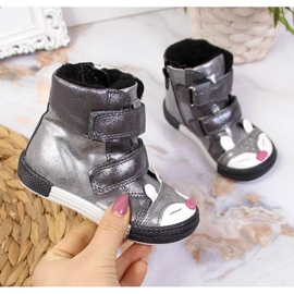 Sapatos de menina, velcro, raposa prateada, Kornecki 6583 prata 2 Sapatos de menina, velcro, raposa prateada, Kornecki 6583 prata 2