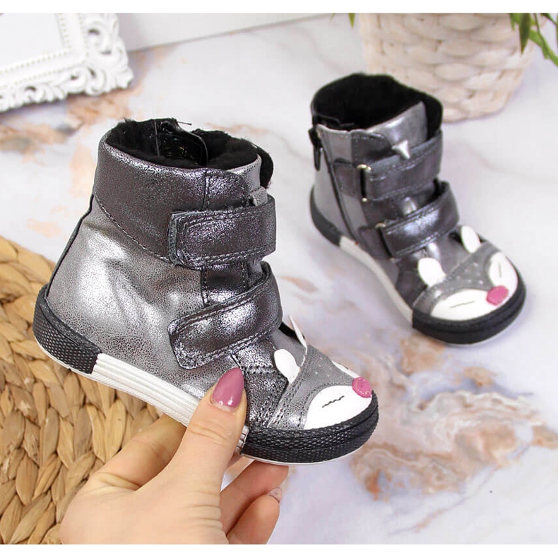 Sapatos de menina, velcro, raposa prateada, Kornecki 6583 prata 2 Sapatos de menina, velcro, raposa prateada, Kornecki 6583 prata 2