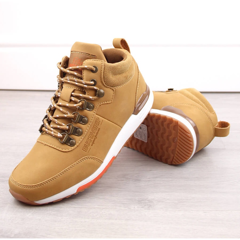 Sapatos masculinos de couro Bustagrip amarelos 1