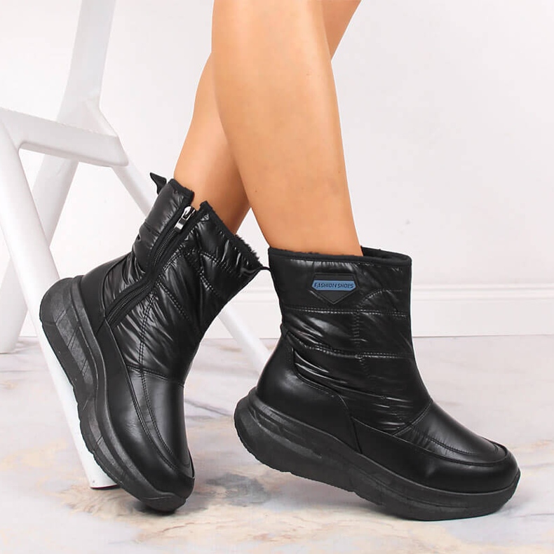 Botas de neve esportivas femininas pretas com isolamento preto Filippo 2