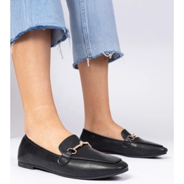 Mocas negros com uma decoração de ouro e zircão preto 1 Mocas negros com uma decoração de ouro e zircão preto 1