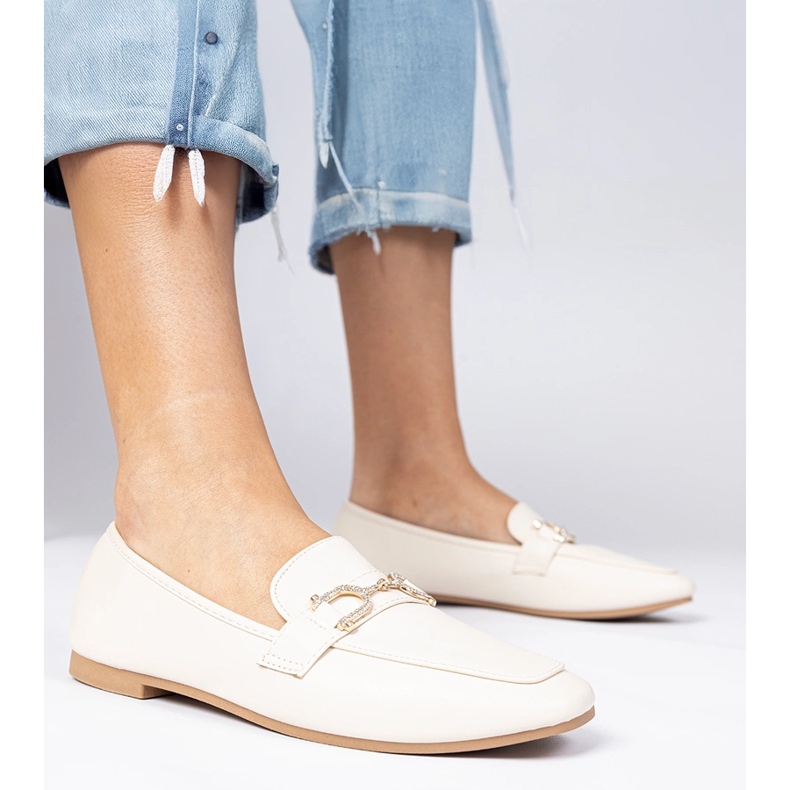 Mocas elegantes bege com zircões 1