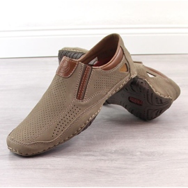 Rieker 06350-25 sapatos masculinos de couro marrom vazados 2