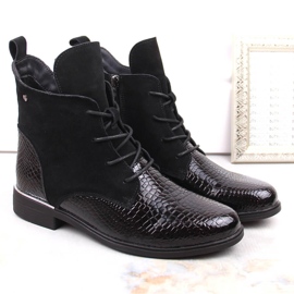 Botas femininas pretas isoladas em couro camurça envernizada Filippo DBT4749 preto 1