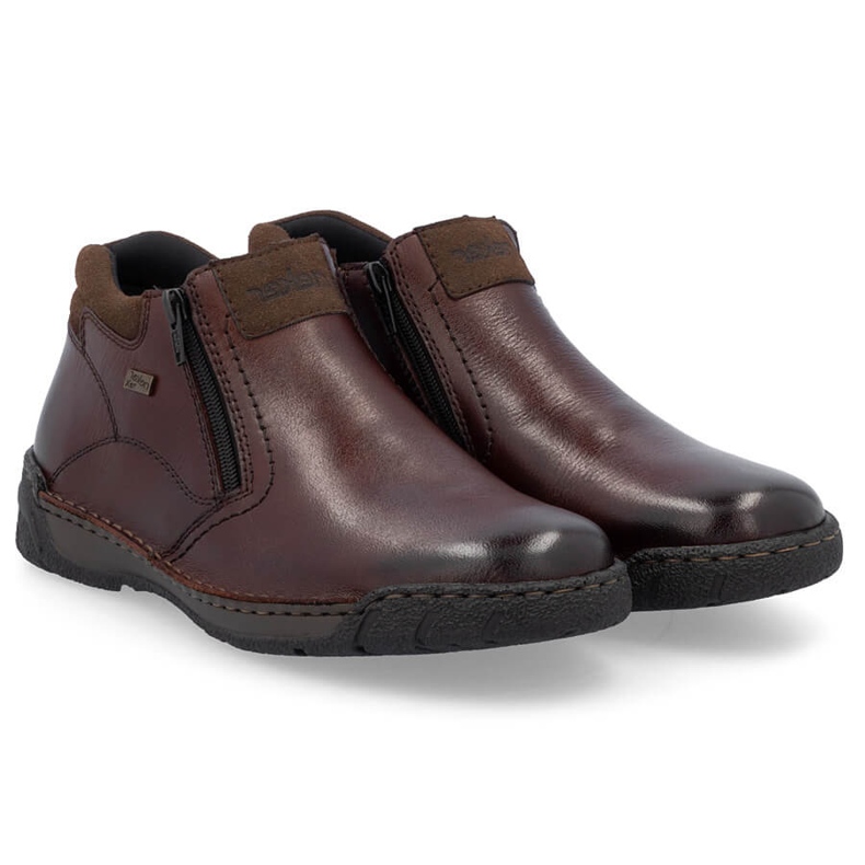 Botas masculinas impermeáveis ​​de couro marrons com isolamento Rieker B0392-25 marrom 2