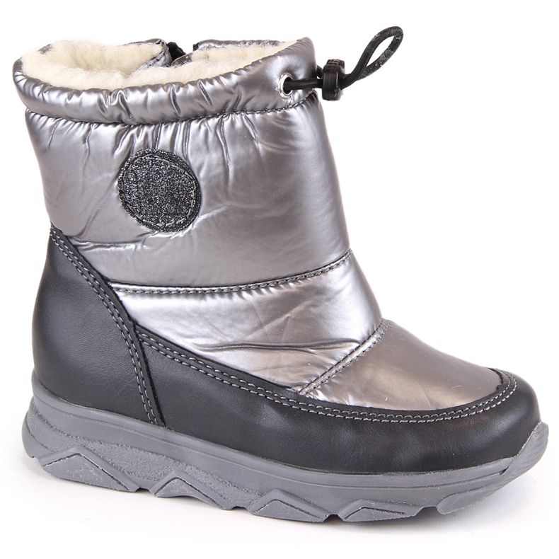 Botas de neve infantis impermeáveis com membrana isolada, cinza Kornecki 6896 1 Botas de neve infantis impermeáveis com membrana isolada, cinza Kornecki 6896 1
