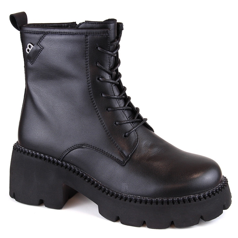 Botas femininas de couro com salto alto e plataforma, isoladas, pretas, T.Sokolski 191 preto 1