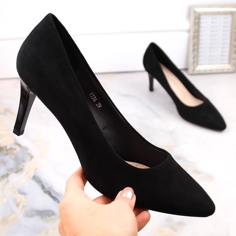 Sapatos de salto alto de camurça preta Sergio Leone 1336 preto 2