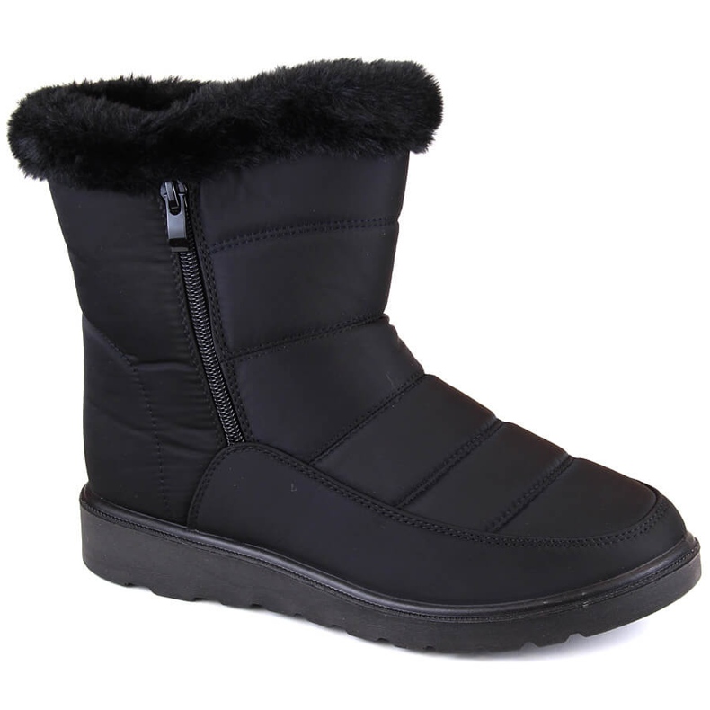 Botas femininas de neve isoladas com pele, pretas Potocki PY16065 preto 1