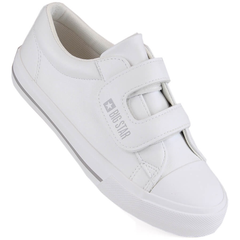 Tênis infantil confeccionado em couro ecológico com velcro, branco Big Star LL374071 1