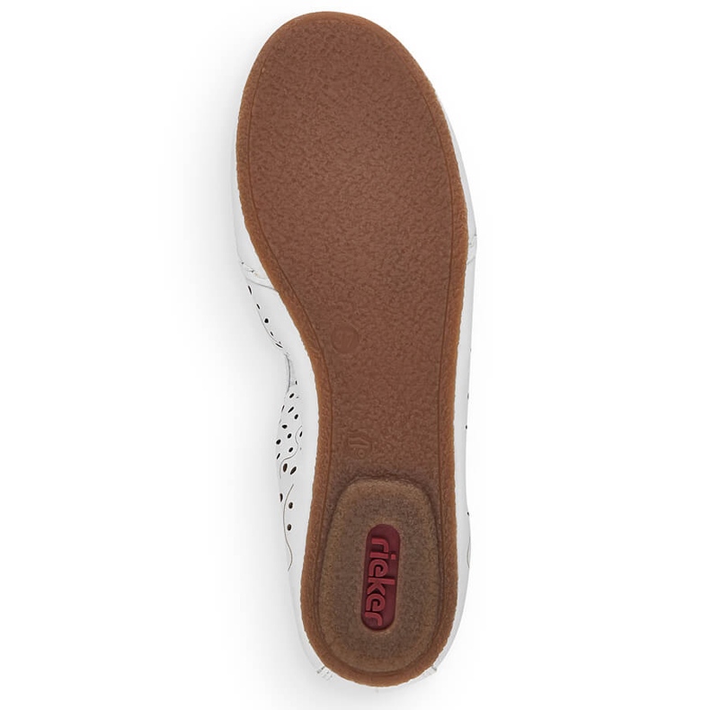 Sapatilhas femininas confortáveis de couro com aberturas, brancas Rieker 41460-80 branco 2 Sapatilhas femininas confortáveis de couro com aberturas, brancas Rieker 41460-80 branco 2