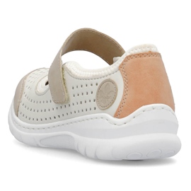 Sapatos femininos confortáveis com aberturas e velcro, Rieker bege L32B5-81 1 Sapatos femininos confortáveis com aberturas e velcro, Rieker bege L32B5-81 1