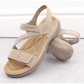 Sandálias femininas confortáveis com velcro e elásticos, bege Rieker 64870-62 2 Sandálias femininas confortáveis com velcro e elásticos, bege Rieker 64870-62 2