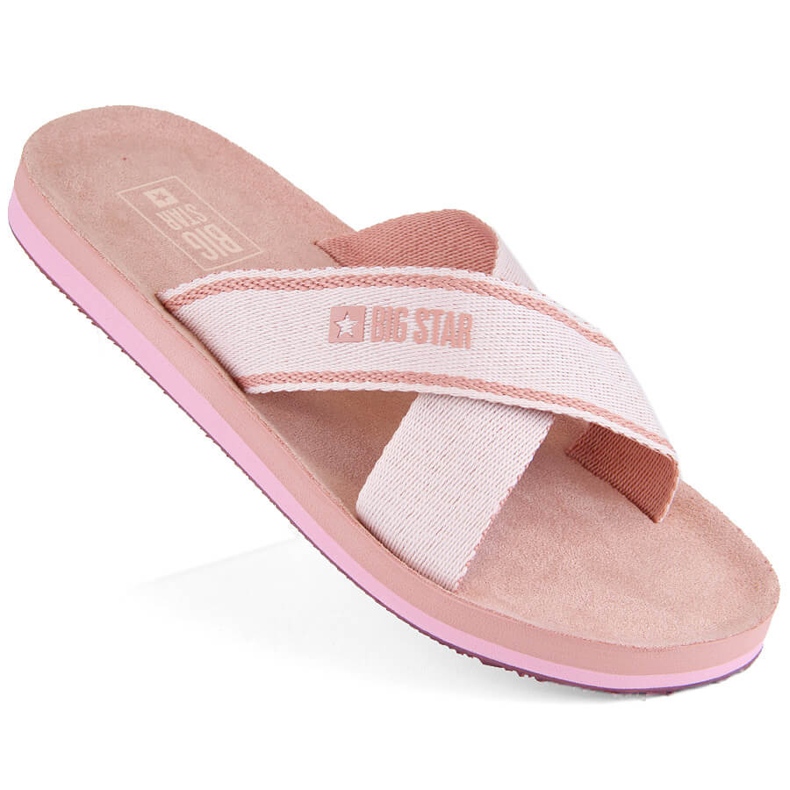 Chinelos femininos de praia rosa para piscina Big Star NN274A058 1