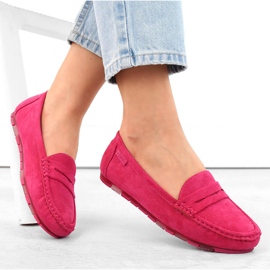 Mocassins femininos confortáveis ​​de camurça fúcsia Big Star NN274934 rosa 2