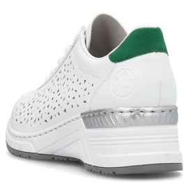 Calçados esportivos femininos confortáveis ​​de couro com aberturas, branco Rieker N43A1-80 2