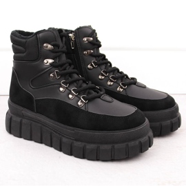 Botas pretas femininas com plataforma grossa News 7928 preto 2