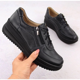 Sapatos femininos confortáveis ​​de couro preto Helios 419 1