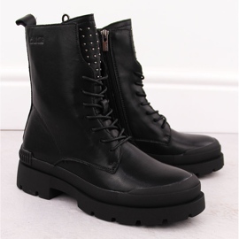 Botas femininas de couro com rebites, pretas Big Star OO274A269 preto 2 Botas femininas de couro com rebites, pretas Big Star OO274A269 preto 2
