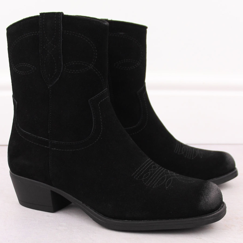 Botas cowboy femininas de couro, pretas Sergio Leone BT284-S preto 2