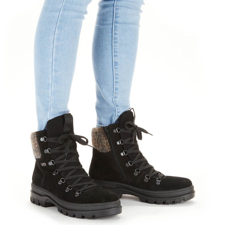 Botas femininas de couro com pontas, pretas Rieker X8200-00 preto 1 Botas femininas de couro com pontas, pretas Rieker X8200-00 preto 1