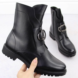 Botas femininas isoladas com decoração, pretas Potocki 12441 preto 1