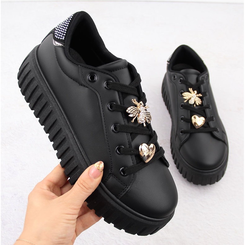 Calçado desportivo feminino com plataforma, preto NEWS 4756 1
