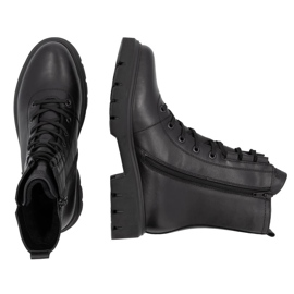 Botas femininas de trabalho com isolamento de couro, pretas Remonte D1W76-00 preto 2