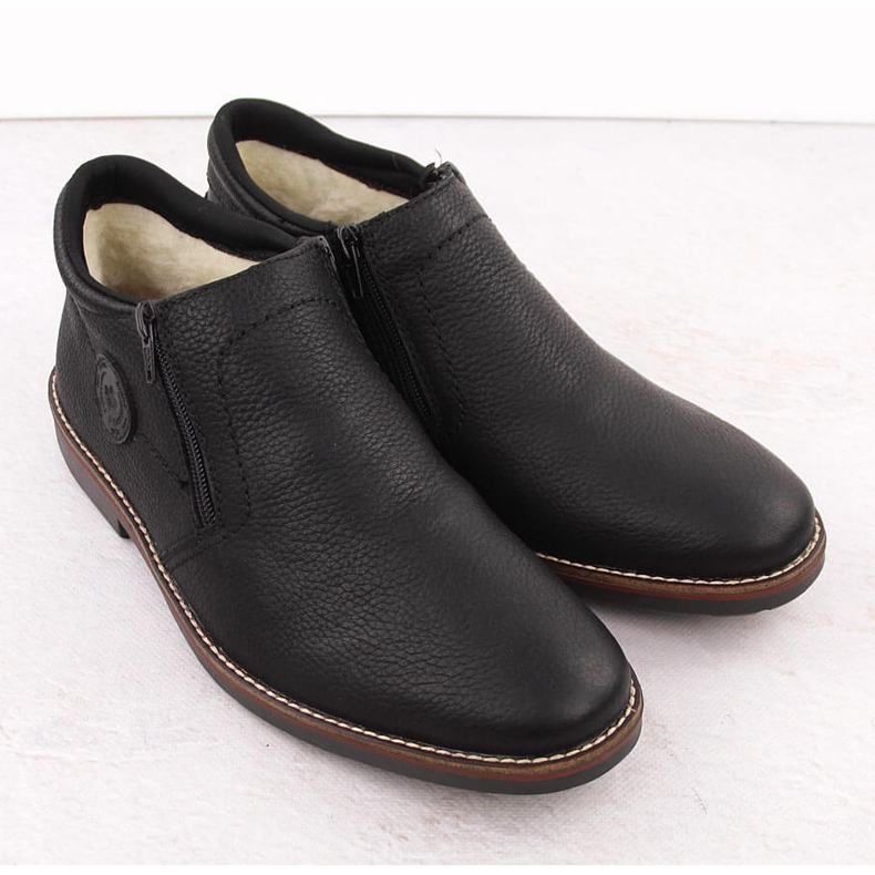 Botas masculinas de couro isoladas, pretas, Rieker 15399-00 preto 2