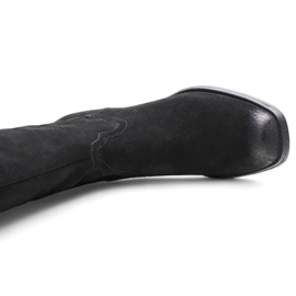 Botas de cowboy pretas femininas de couro por Sergio Leone KZ268 preto 1