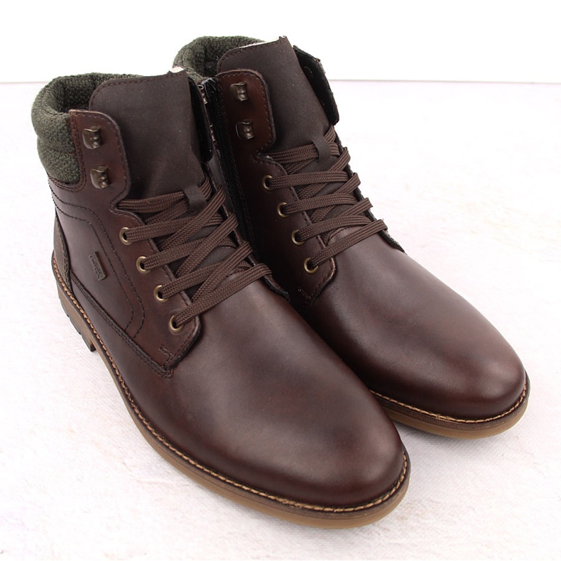Botins impermeáveis ​​de couro, sapatos masculinos com isolamento, marrom Rieker F4544-25 castanho 2