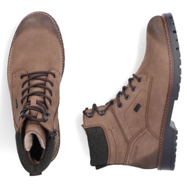 Botas masculinas impermeáveis ​​de couro, com isolamento marrom Rieker F3612-24 castanho 1