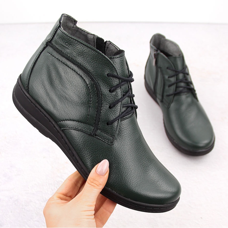 Botins com isolamento de couro, verde Helios 612-2 2 Botins com isolamento de couro, verde Helios 612-2 2