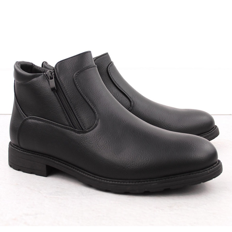 Atletico Botas masculinas, botas Chelsea com isolamento, pretas Man's Style WS-002 preto 1