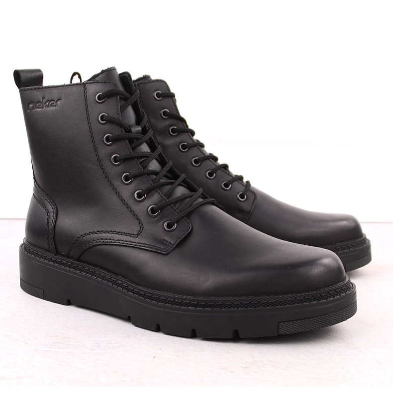 Botas masculinas de couro com isolamento, pretas, Rieker 30101-00 preto 1