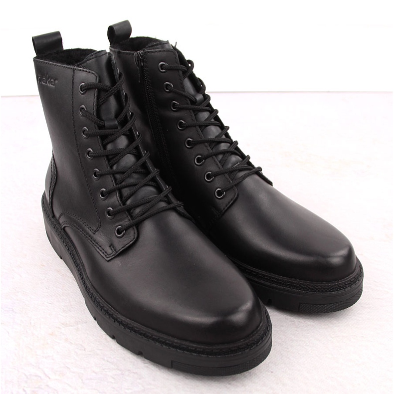 Botas masculinas de couro com isolamento, pretas, Rieker 30101-00 preto 2
