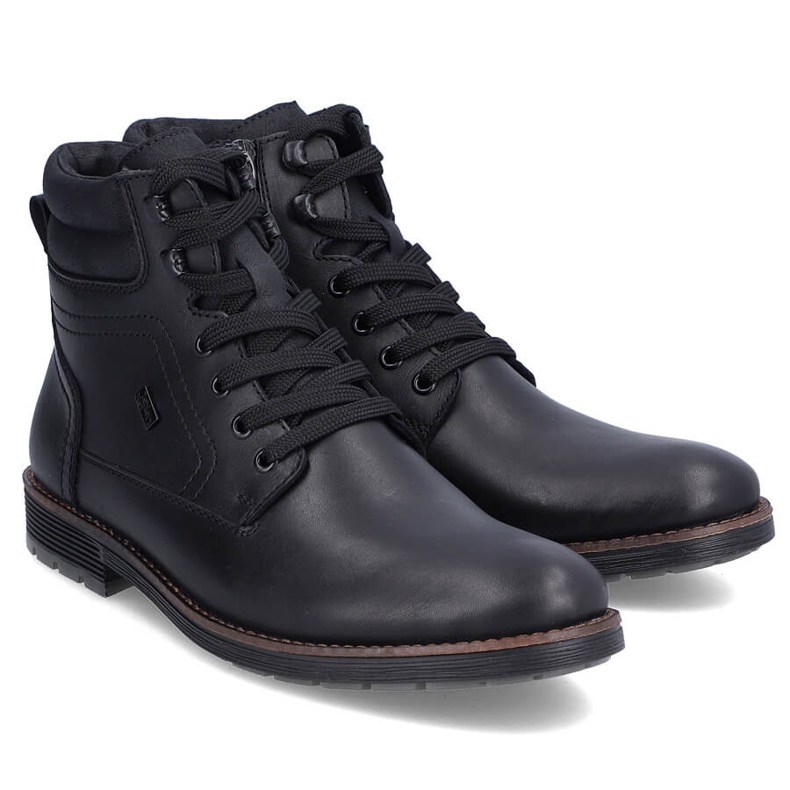 Botins impermeáveis ​​de couro, sapatos masculinos com isolamento, pretos Rieker F4544-00 1