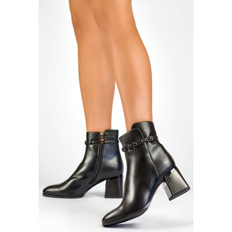 Botas femininas com salto decorativo, isoladas pretas GD-FL2089B preto 2