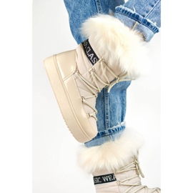 Botas de neve femininas com pele decorativa, bege NB605BE 2