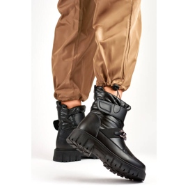 Botas de neve femininas com corrente de velcro, pretas JH-5B preto 1