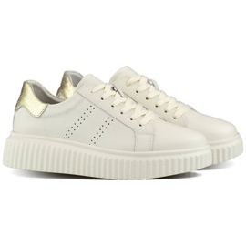 Calçado esportivo feminino de couro com plataforma, bege GD-RS2007BE 1