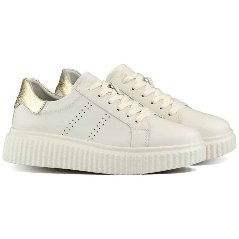 Calçado esportivo feminino de couro com plataforma, bege GD-RS2007BE 1