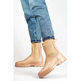 Botas Wellington femininas com cano elástico e meia, bege S23BE 2