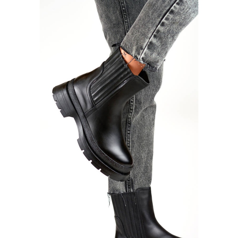 Botas femininas Chelsea, isoladas, pretas, 1262B preto 1