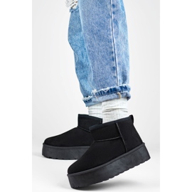 Botas femininas de neve mukluk com sola grossa, pretas 2818B preto 1